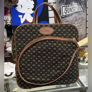 Vtg LARK Tennis Bag W/ Racket Pockets Retro Monogram Luggage bag